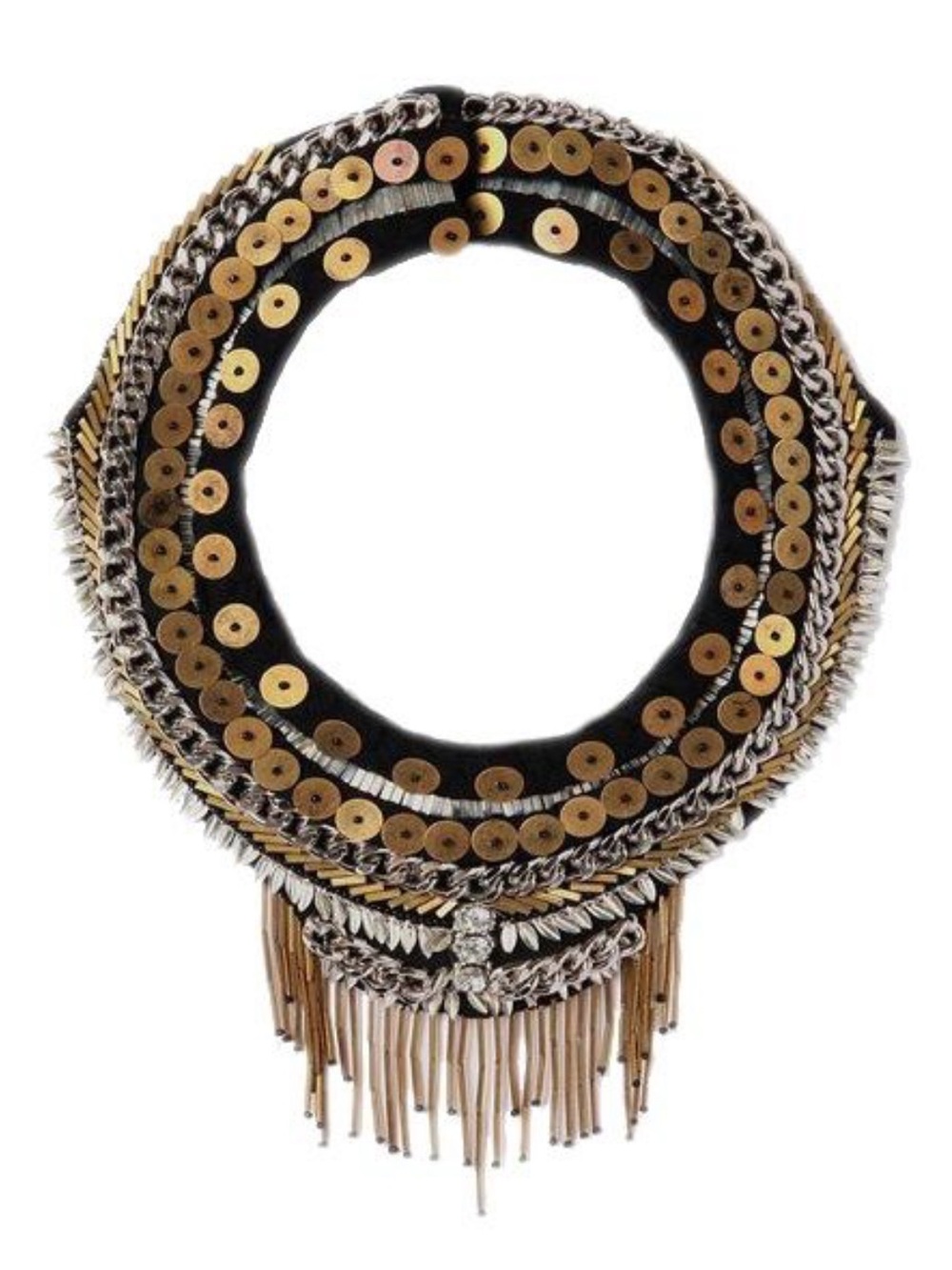Mignonne Gavigan Gold and Silver Sequin Fringe Collar Necklace